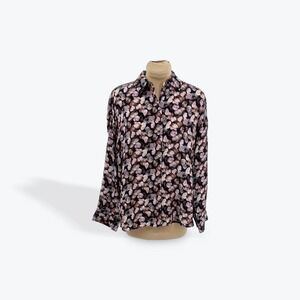 Vince Floral Print Silk Long Sleeve Button‎ Up Blouse Top Womens XS